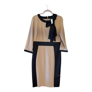 New York & Company Black and Tan Long Sleeve Dress